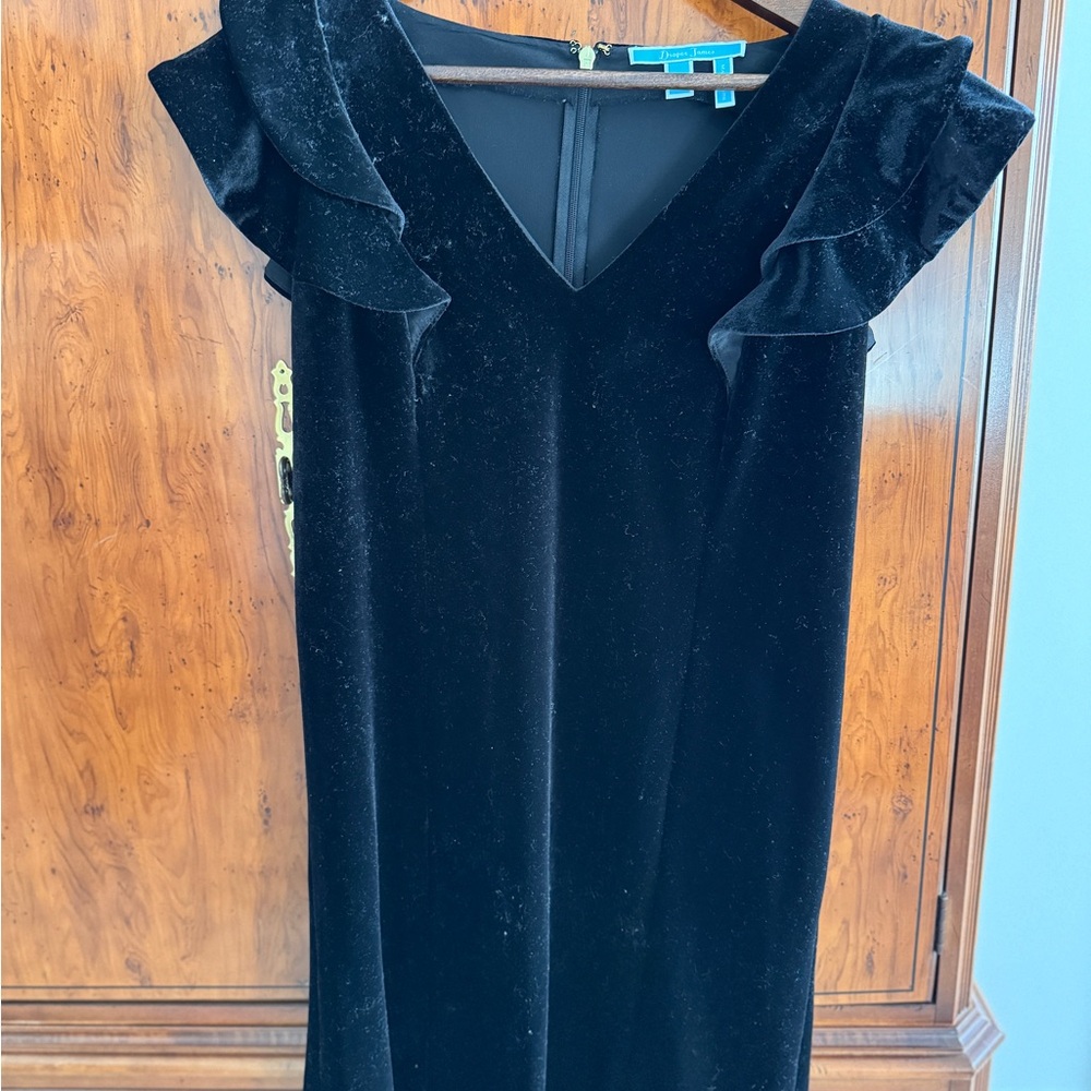 Draper James Black Velvet Midi Dress